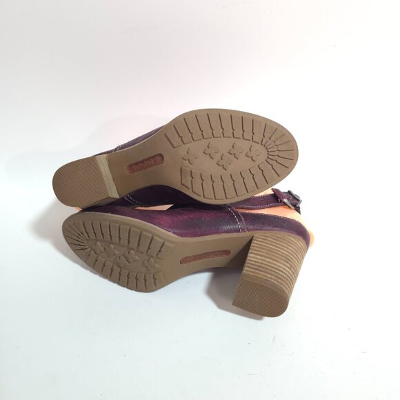 Timberland Earthkeepers Burgundy Red Leather Stacked Heel Mules Women’s Size 8 - Picture 5 of 11